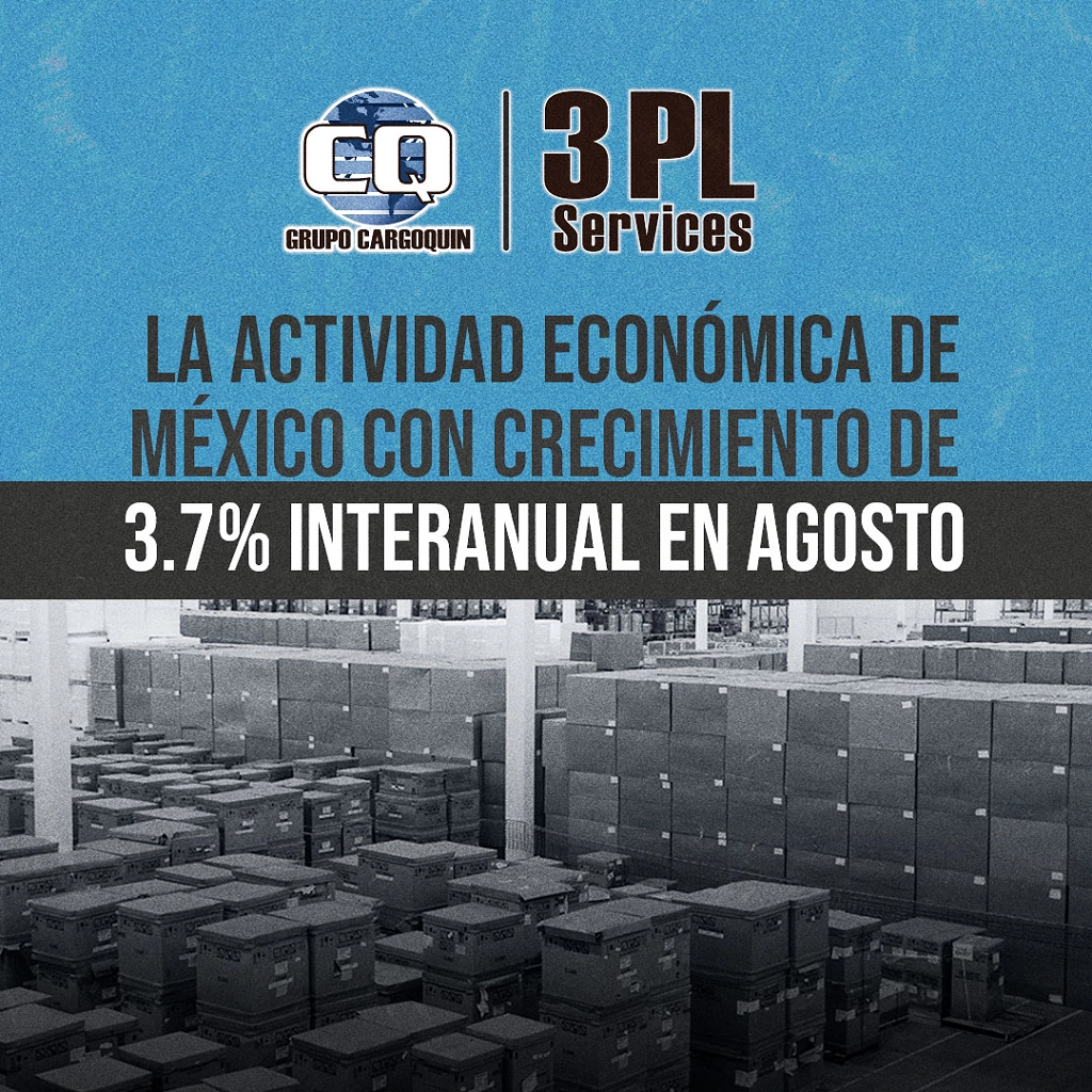 La actividad económica de México con crecimiento de 3.7% interanual en agosto